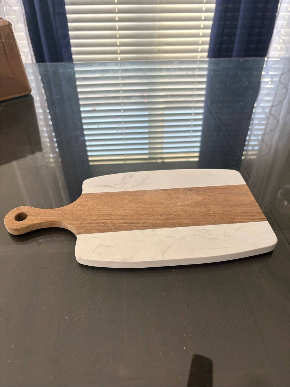 Marble & Acacia Wood Cutting Board | 14x7 | Charcuterie Serving Board